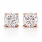 1 Carat Lab-Grown Diamond Cushion Cut Stud for Women in 14K 18K Rose Gold