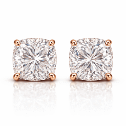 1 Carat Lab-Grown Diamond Cushion Cut Stud for Women in 14K 18K Rose Gold