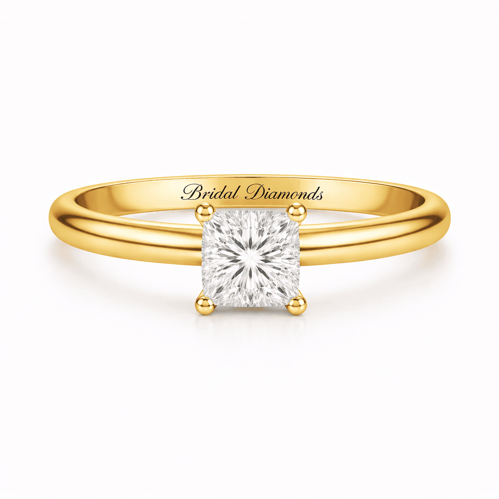 1 Carat Lab-Grown Diamond Princess Cut Solitaire Engagement Ring in 14K 18K Yellow Gold 1 Carat Lab-Grown Diamond Princess Cut Solitaire Engagement Ring in 14K 18K Yellow Gold