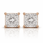 1 Carat Lab-Grown Diamond Princess Cut Stud for Women in 14K 18k Rose Gold