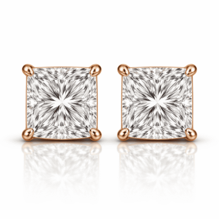 1 Carat Lab-Grown Diamond Princess Cut Stud for Women in 14K 18k Rose Gold