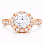 1.72 Carat 25 Lab-Grown Diamond Halo Engagement Ring in 14K 18K Rose Gold