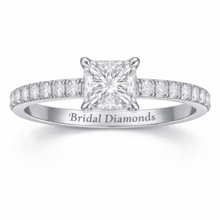1.48 Carat 17 Lab-Grown Diamond Princess Cut Engagement Ring in 14K 18K White Gold