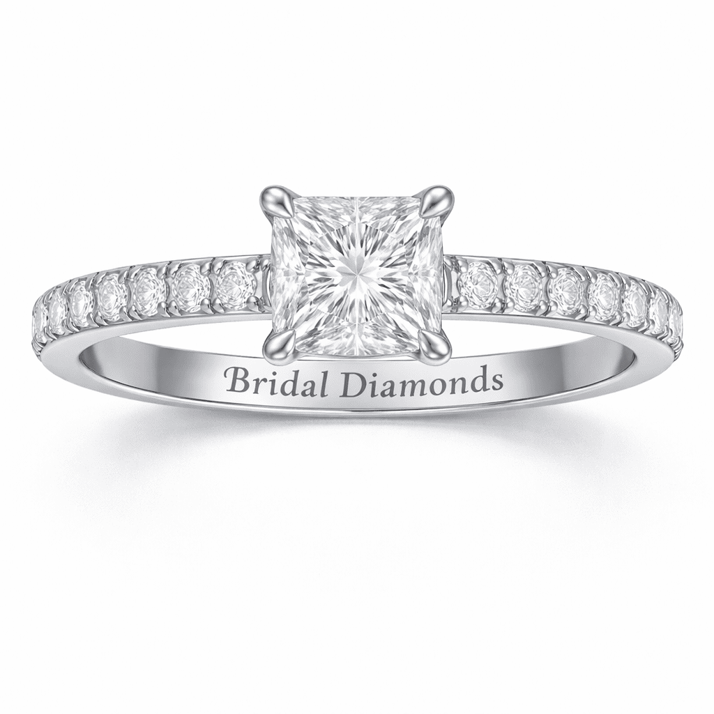 1.48 Carat 17 Lab-Grown Diamond Princess Cut Engagement Ring in 14K 18K White Gold 1.48 Carat 17 Lab-Grown Diamond Princess Cut Engagement Ring in 14K 18K White Gold