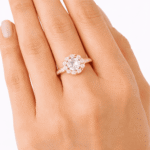 1.72 Carat 25 Lab-Grown Diamond Halo Engagement Ring in 14K 18K Yellow/White/Rose Gold & Platinum