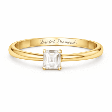 Solitaire Princess Cut One Carat Diamond Engagement Ring in 18k Yellow Gold