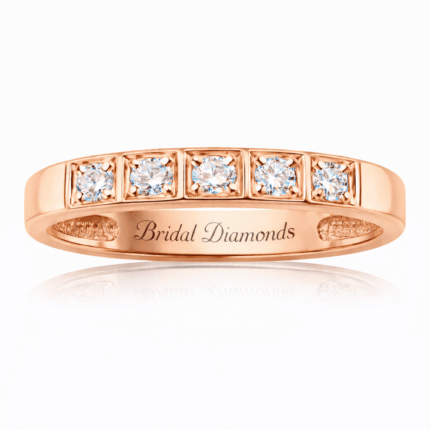 0.50 Carat 5 Stone Lab-Grown Diamond Wedding Ring in 14K 18K Rose Gold