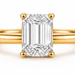 1 Carat Lab-Grown Diamond Emerald Cut Solitaire Engagement Ring in 14K 18K Yellow Gold