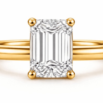 1 Carat Lab-Grown Diamond Emerald Cut Solitaire Engagement Ring in 14K 18K Yellow Gold