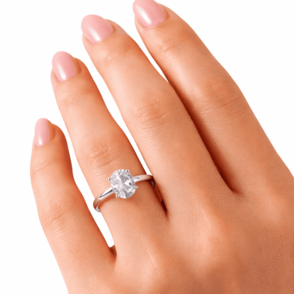 1 Carat Lab-Grown Diamond Oval Cut Solitaire Engagement Ring in 14K 18K Yellow/White/Rose Gold & Platinum