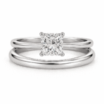 1 Carat Lab-Grown Diamond Princess Cut Engagement Ring & Wedding Band Set in 14K 18K Platinum