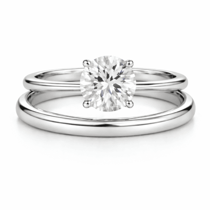 1 Carat Lab-Grown Diamond Round Cut Bridal Ring Set in 14K 18K Platinum