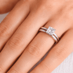 1 Carat Lab-Grown Diamond Princess Cut Engagement Ring & Wedding Band Set in 14K 18K Yellow/White/Rose Gold & Platinum