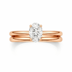 1 Carat Lab-Grown Diamond Oval Cut Engagement Ring & Wedding Band Set in 14K 18K Rose Gold
