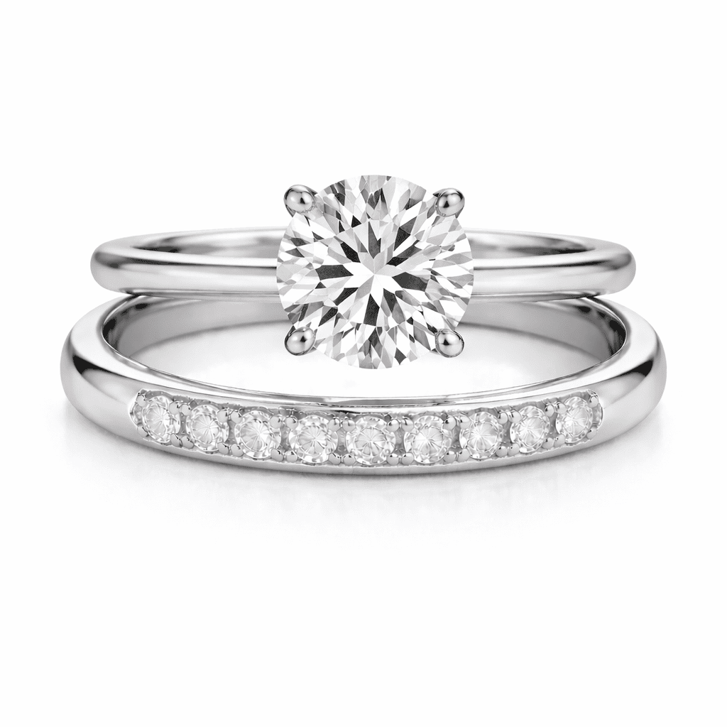 1.25 Carat 10 Lab-Grown Diamond Round Cut Bridal Set in 14K 18K Platinum 1.25 Carat 10 Lab-Grown Diamond Round Cut Bridal Set in 14K 18K Platinum