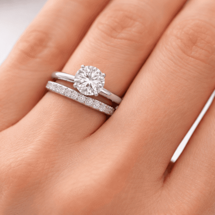 1.25 Carat 10 Lab-Grown Diamond Round Cut Bridal Set in 14K 18K Yellow/White/Rose Gold & Platinum