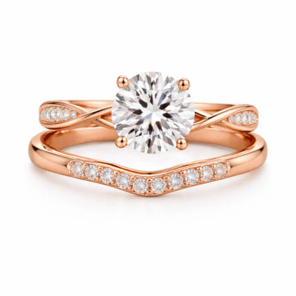 1.50 Carat 21 Lab-Grown Diamond Round Cut Bridal Set in 14K 18K Rose Gold